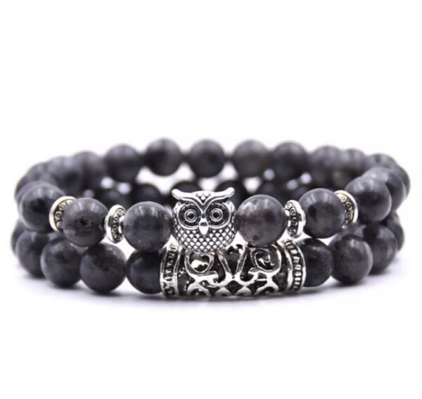 Men fashion Owl Bracelet Stone Bracelets black