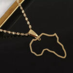 Mama African Map Gold Pendant Necklace