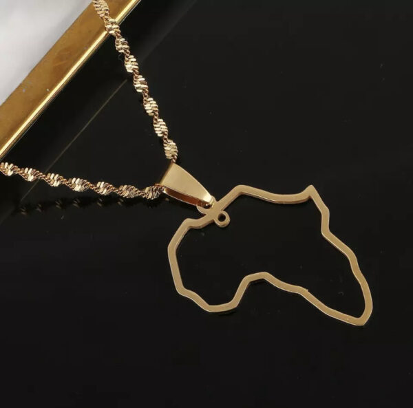 Mama African Map Gold Pendant Necklace