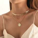 Vintage Bohemia Gold Coin letter Layered Chain Necklace For Women