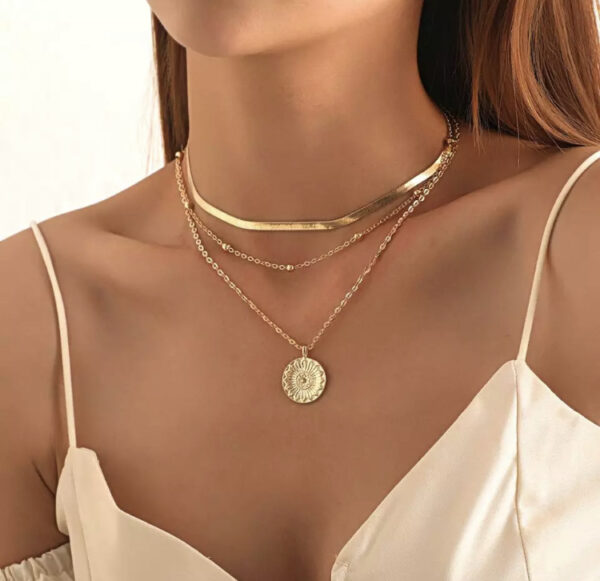 Vintage Bohemia Gold Coin letter Layered Chain Necklace For Women